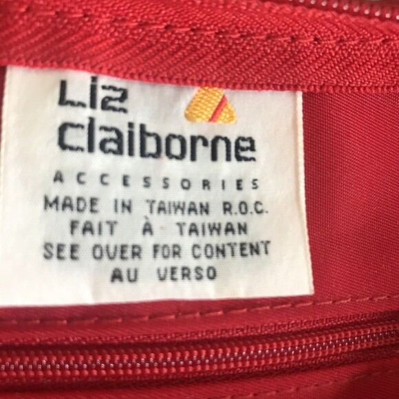 Vintage 1980s Liz Claiborne Purse Nylon Red Bag Crossbody Mid to Large FLAWS - Picture 7 of 12